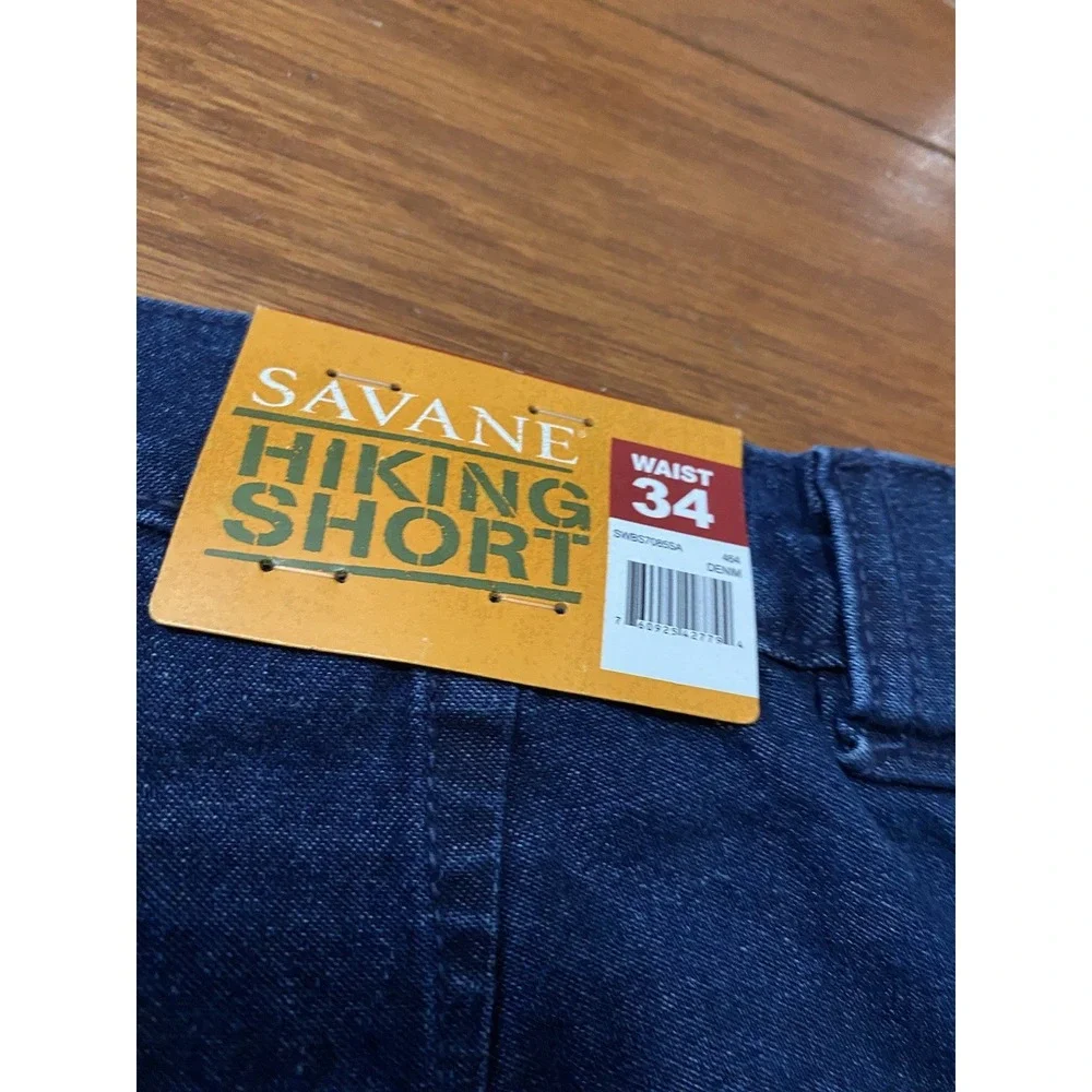 Savane Cargo Shorts Men's 34 Denim Elastic Waist Tech Pocket Hiking New! NWT